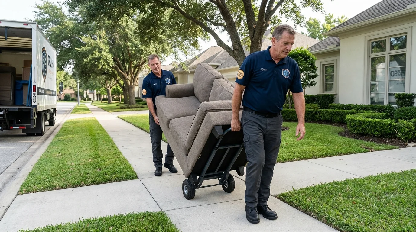 Local residential moving crew loading furniture in Reese, MI